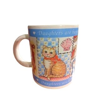"Daughters are Happiness" Mug Vintage Avon Interior 3D Cat Feminine Detail 3.75"